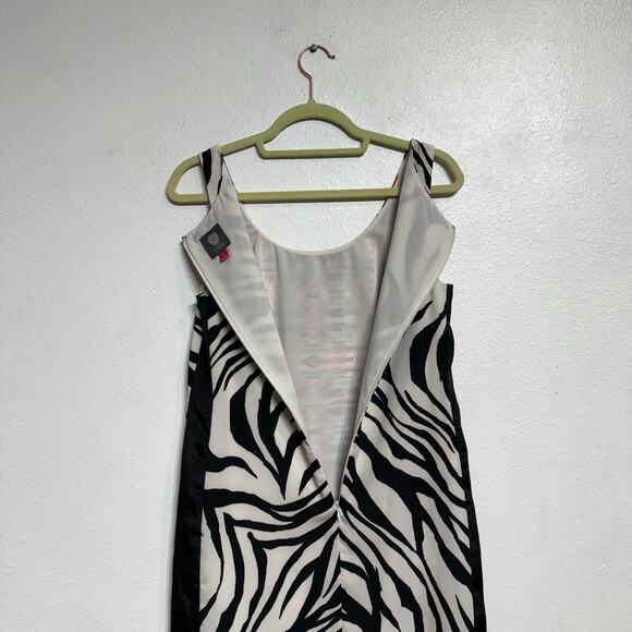 Vince Camuto Zebra Print Crepe de Chine Mini Shift Dress Sz 4 - Picture 7 of 11